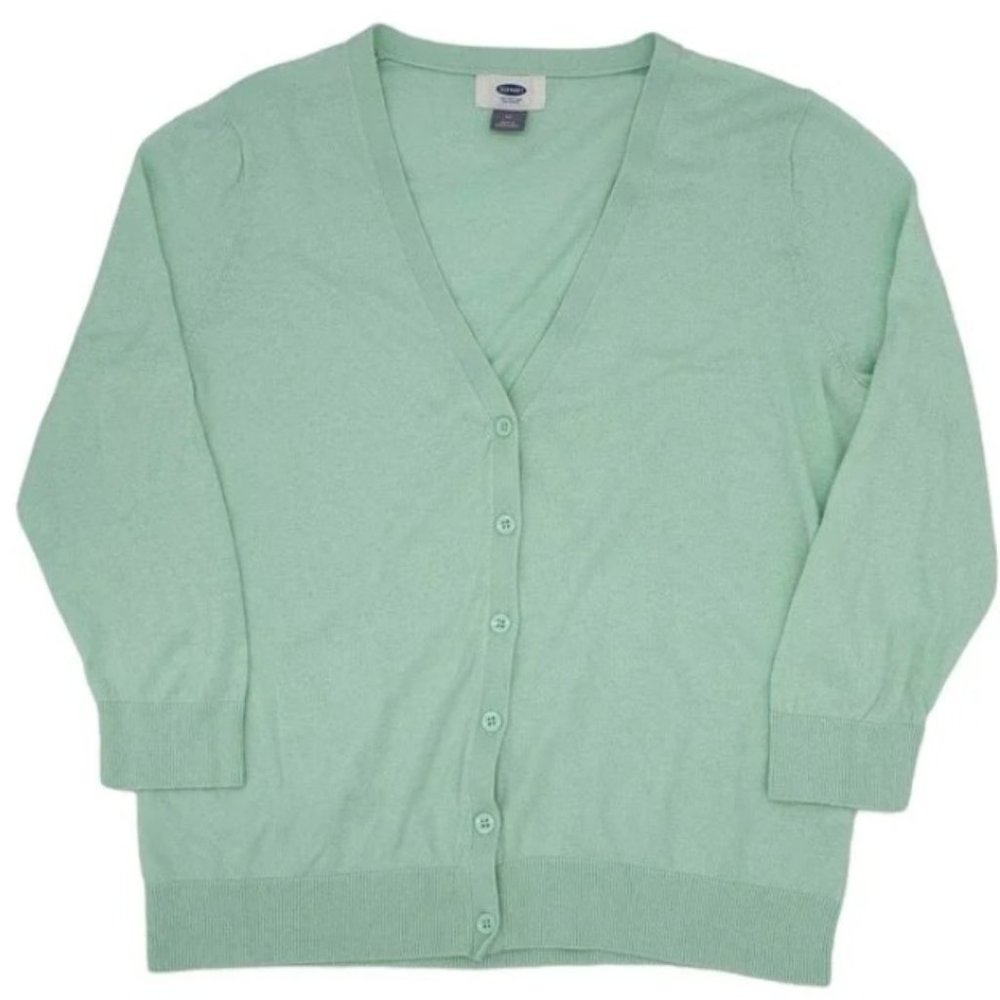 Old Navy Women's button up Cardigan Sweater, Sz Medium, V-Neck, Soft Jade